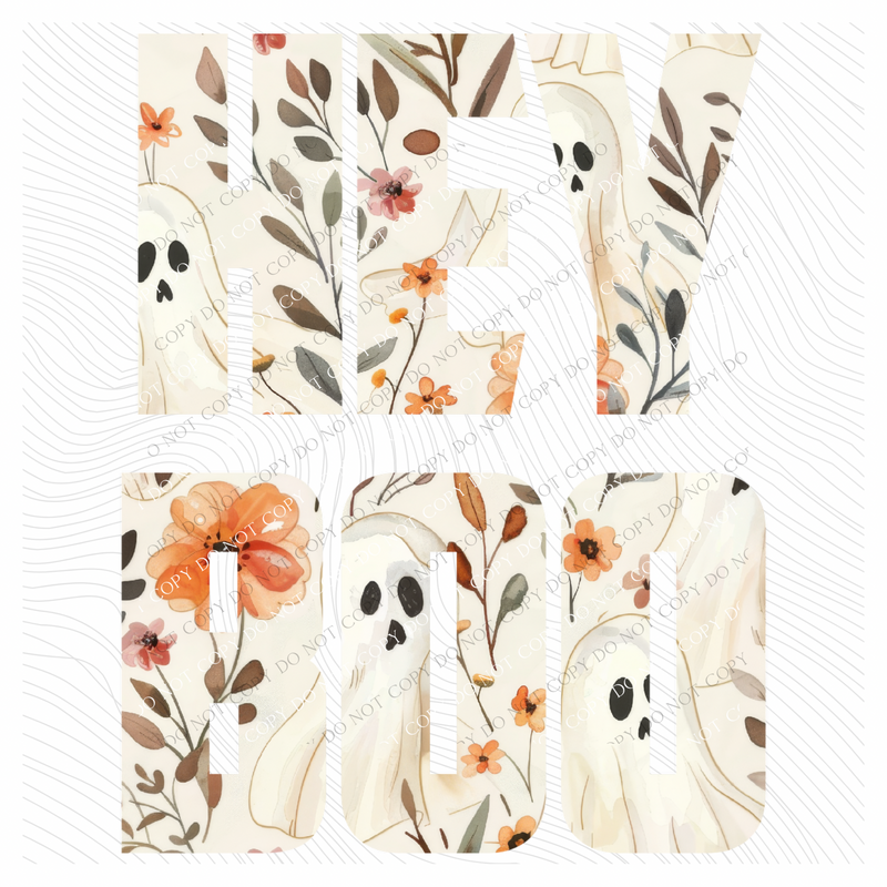 Hey Boo Boho Ghost Pattern Digital Design, PNG