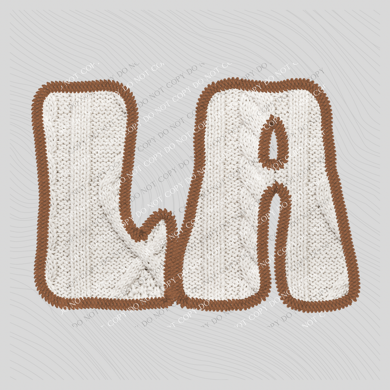Louisiana LA Sweater Patch in Cream & Brown Digital Design, PNG