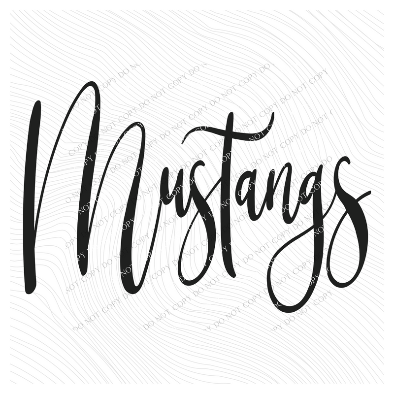 Mustangs Script in Black Digital Download, PNG