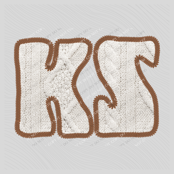 Kansas KS Sweater Patch in Cream & Brown Digital Design, PNG