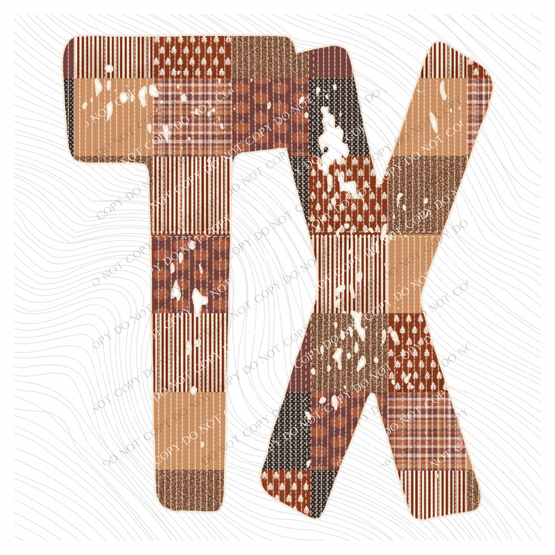 Texas TX Autumn Pumpkins Quilted Distressed Digital Design in Browns, PNG