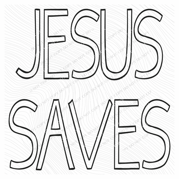Jesus Saves Simple Outline in Black Digital Design, PNG