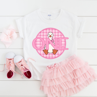 One Goose Faux Embroidery Stitch Gingham Texture Circle Pink Digital Design, PNG