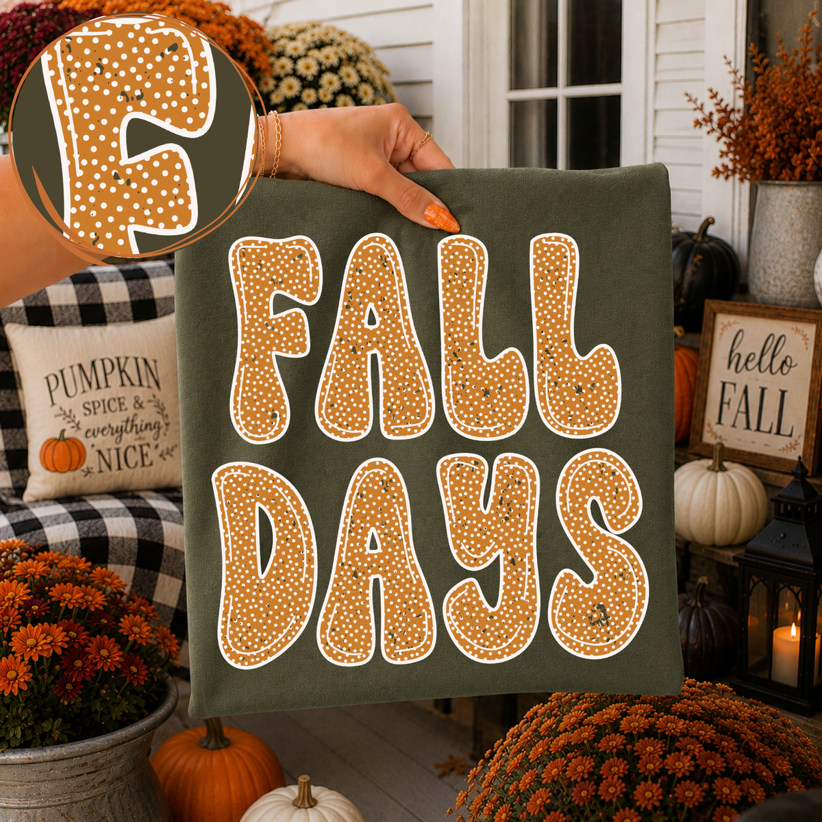 Fall Days Polka Dots Digital Design, PNG