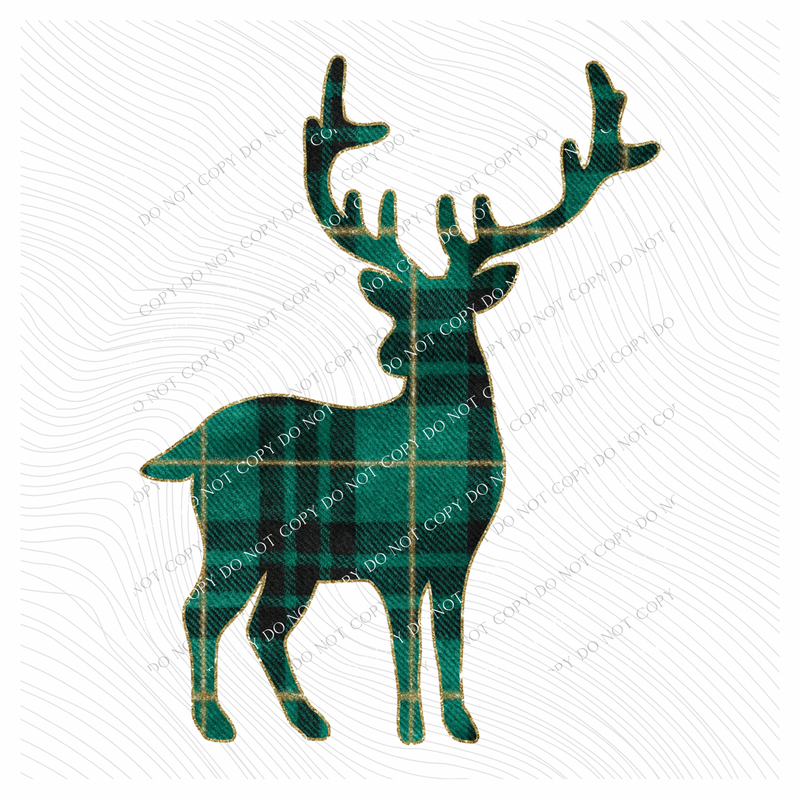 Reindeer Green Plaid & Glitter Digital Download, PNG