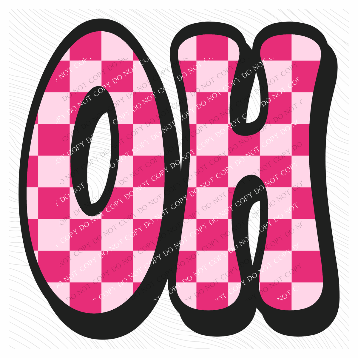 OH Ohio Retro Checkers in Pinks Digital Design, PNG