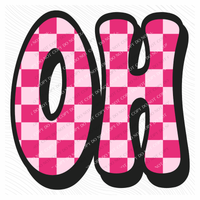 OH Ohio Retro Checkers in Pinks Digital Design, PNG