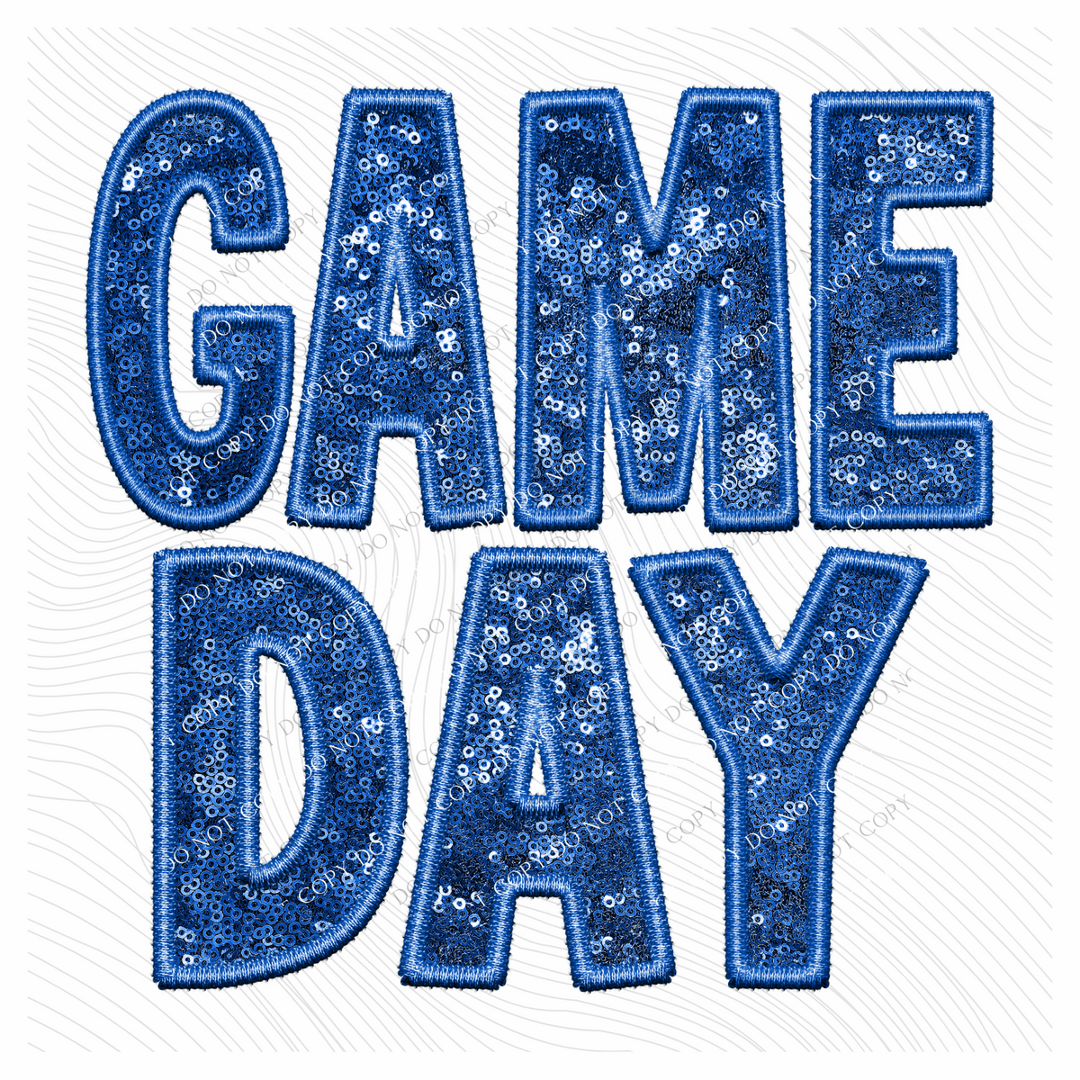 Game Day Faux Embroidery Sequin in Blue Digital Design, PNG