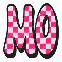 MO Missouri Retro Checkers in Pinks Digital Design, PNG