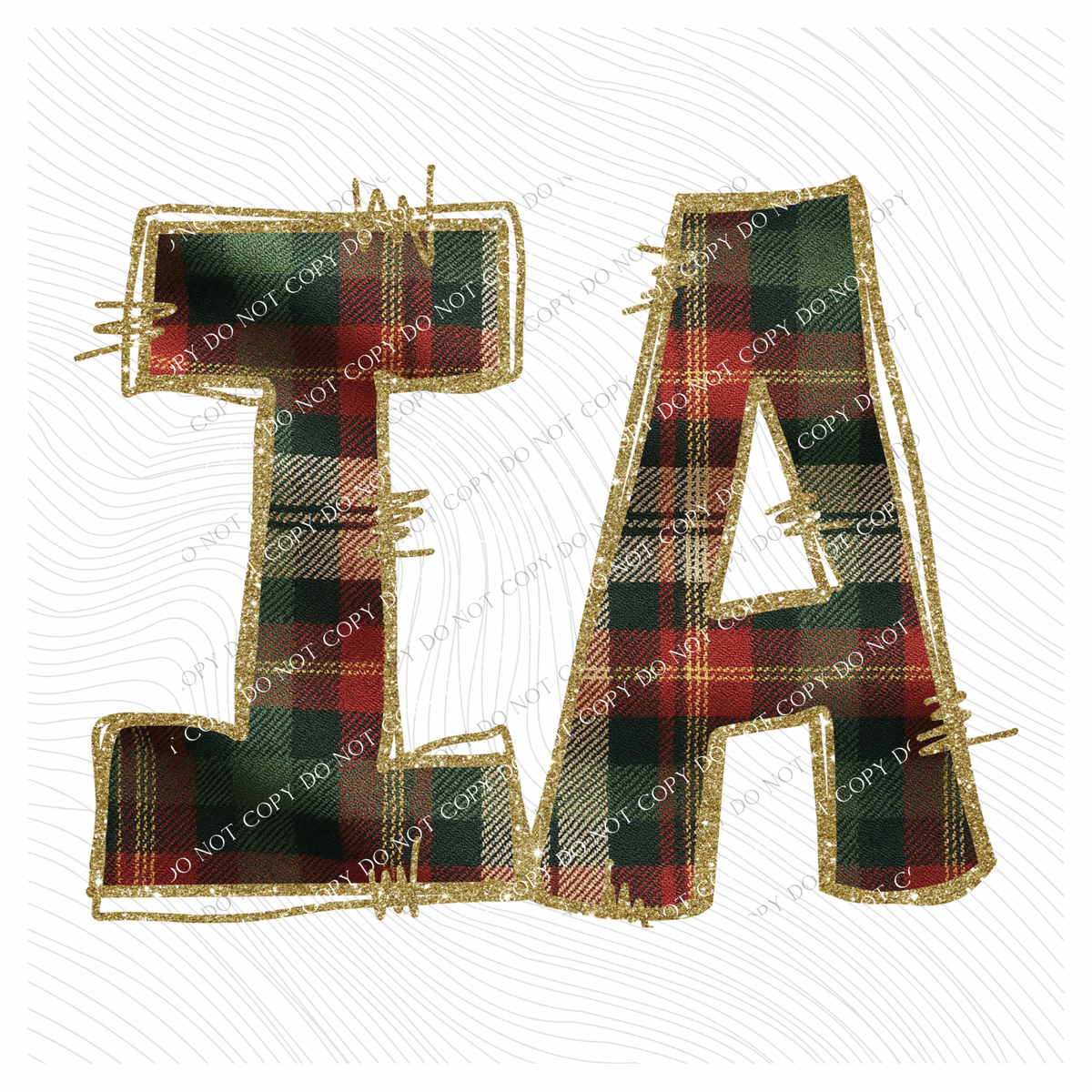 Iowa Glitter & Plaid Digital Download, PNG