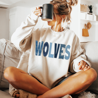 Wolves Denim Patch Stitched Digital Design, PNG