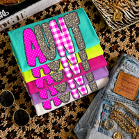 Aunt Leopard Glitter, Gingham & Dot in Bright Pink Digital Design, PNG