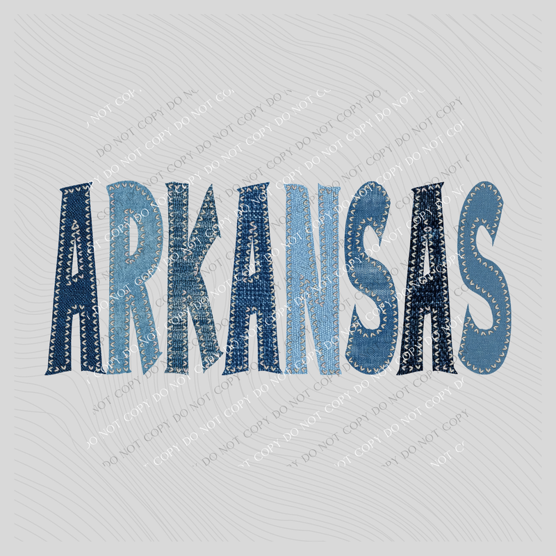 Arkansas Denim Patch Stitched Digital Design, PNG