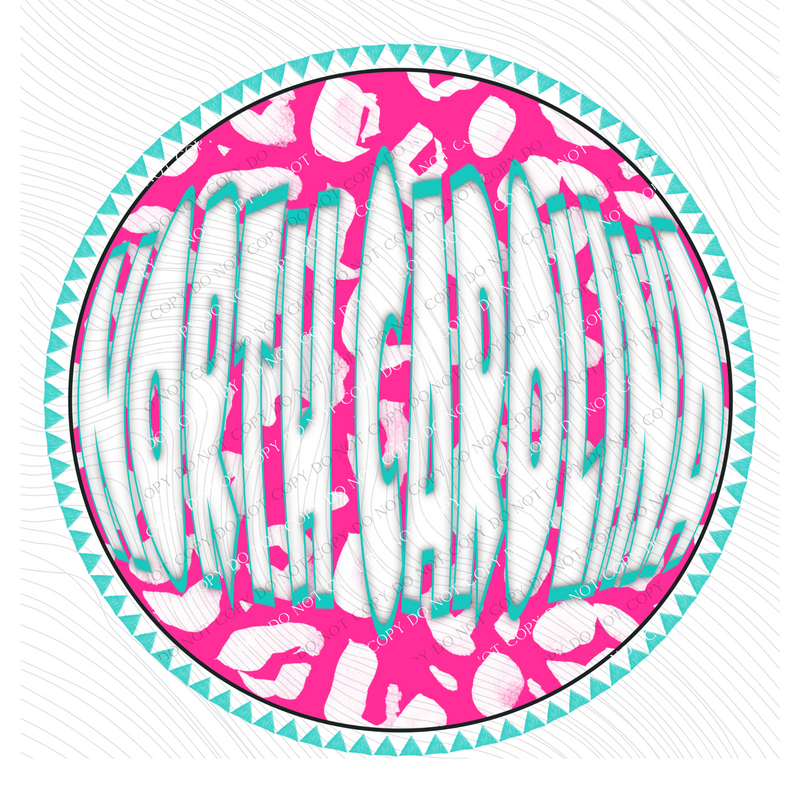 North Carolina Groovy Leopard Shadow & Non Shadow (both included) Cutout in Pink & Teal Digital Design, PNG