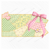 Pennsylvania Spring Tones Quilted Faux State Patch with Bow Digital Design, PNG