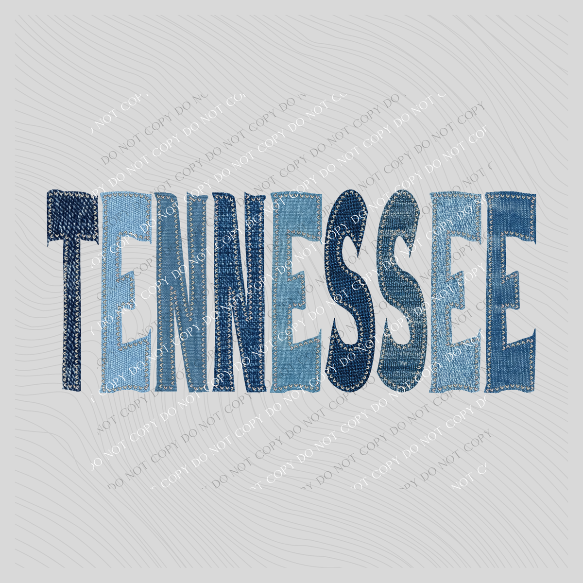 Tennessee Denim Patch Stitched Digital Design, PNG