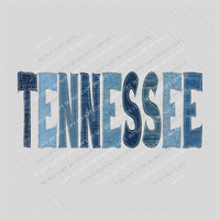 Tennessee Denim Patch Stitched Digital Design, PNG