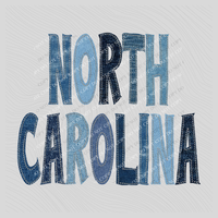 North Carolina Denim Patch Stitched Digital Design, PNG