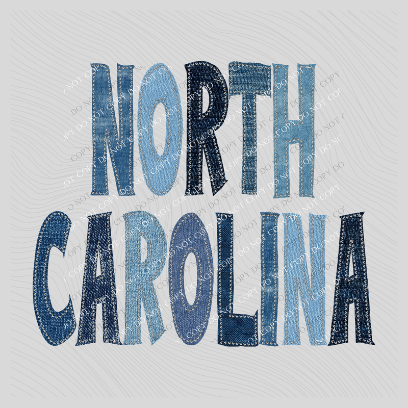 North Carolina Denim Patch Stitched Digital Design, PNG