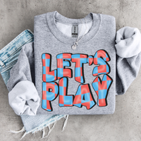 Let’s Play 3D Retro Wavy Checkered in Red & Blue Digital Design, PNG