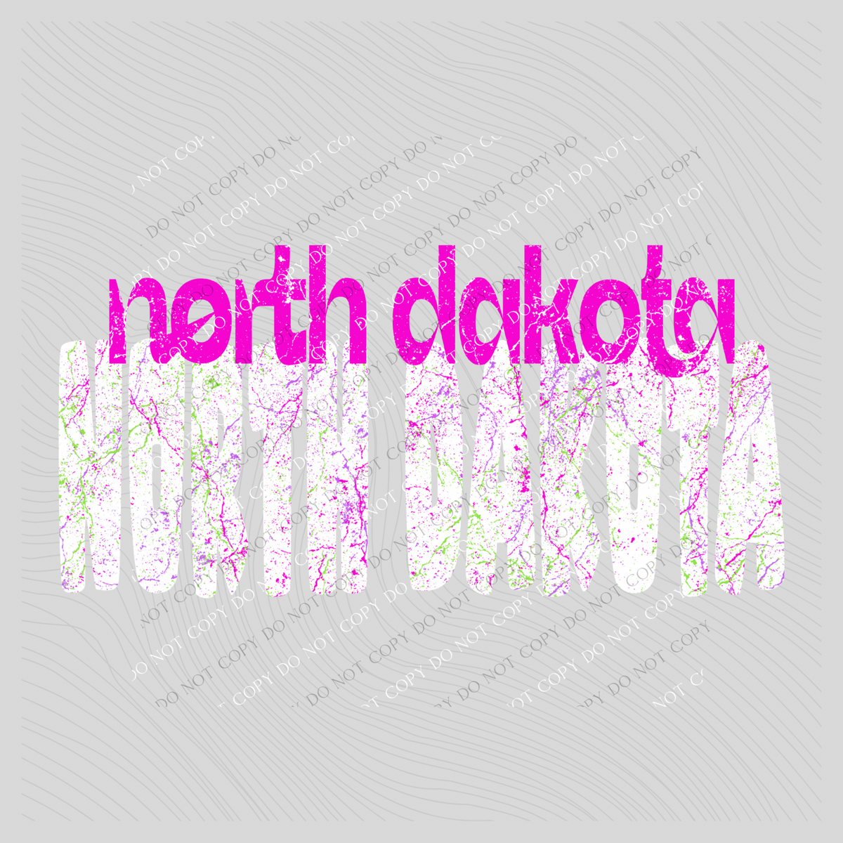 North Dakota Crackle in Neons & White Digital Design, PNG