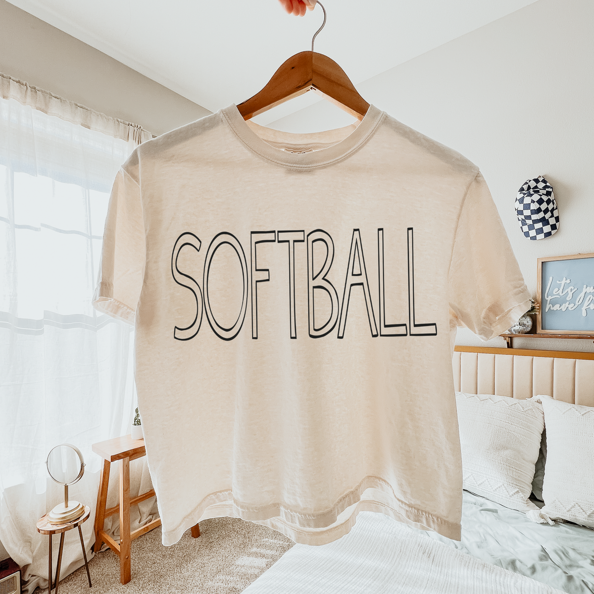 Softball Simple Outline in Black Digital Design, PNG