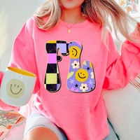 FL Florida Groovy Happy Neon Checkers Digital Design, PNG