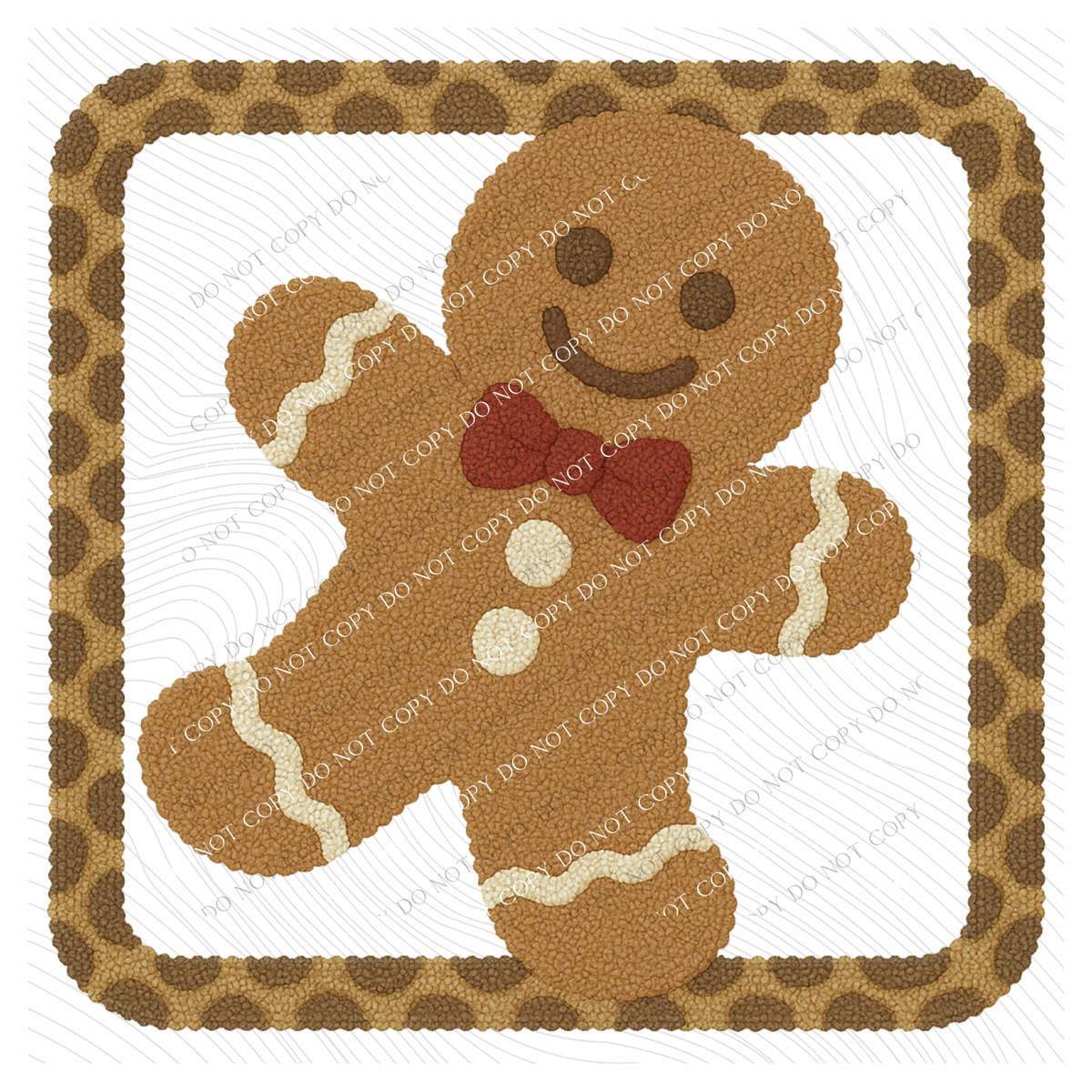 Gingerbread 3D Leopard Square Chenille Patch Style Digital Download, PNG