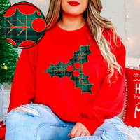 Holly Green Plaid & Glitter Digital Download, PNG