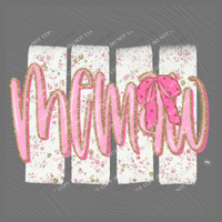 Memaw Floral Distressed Stripes, Glitter & Bow Coquette Digital Design, PNG