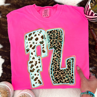 FL Florida Turquoise Glow Gold Foil Western Leopard & Cow Print Digital Design, PNG Only