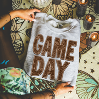 Game Day Faux Embroidery Sequin in Brown Digital Design, PNG