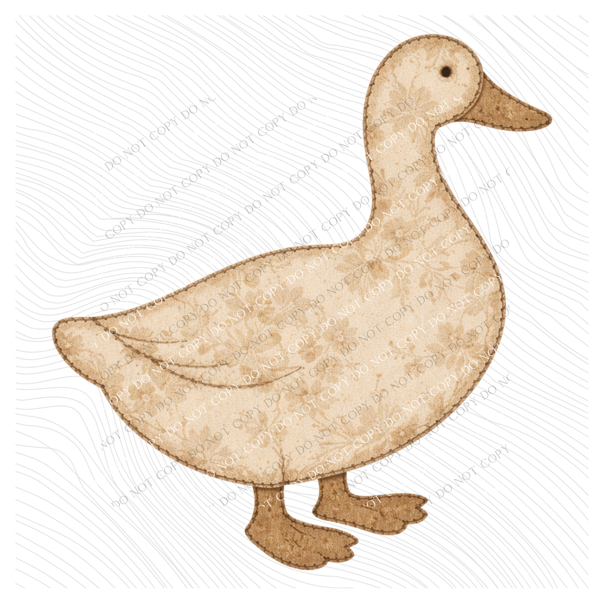 Duck Vintage Floral Faux Patch Digital Design, PNG