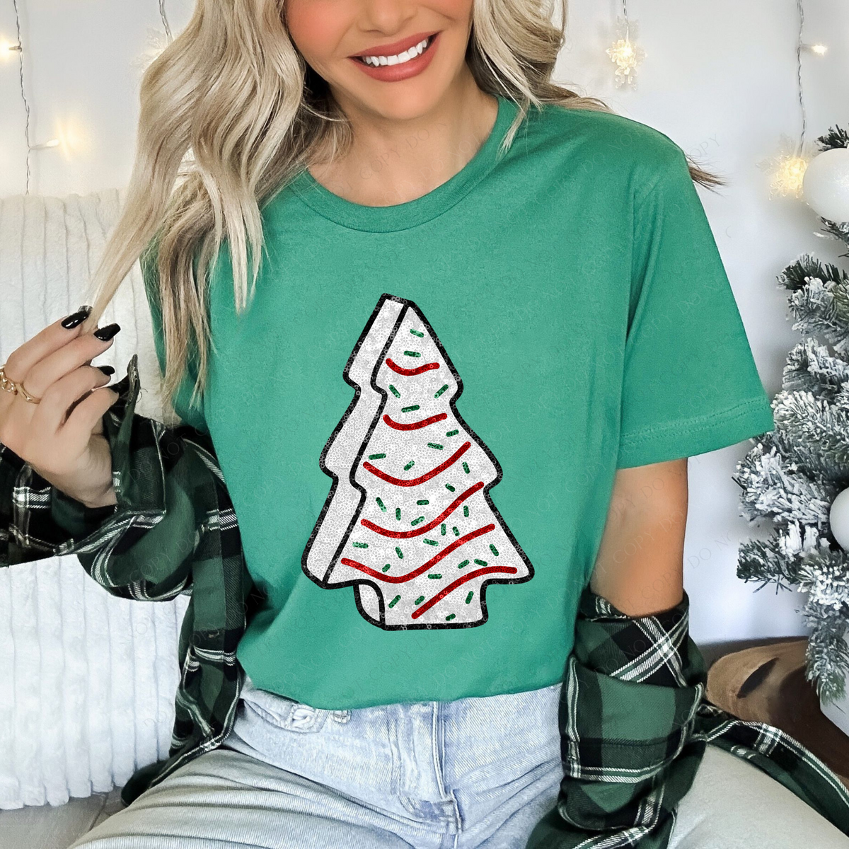Sparkly Christmas Tree Cake in Faux Sequin Digital Design, PNG