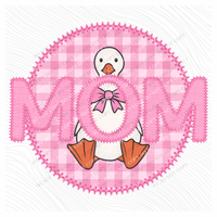 Mom Goose Faux Embroidery Stitch Gingham Texture Circle Pink Digital Design, PNG