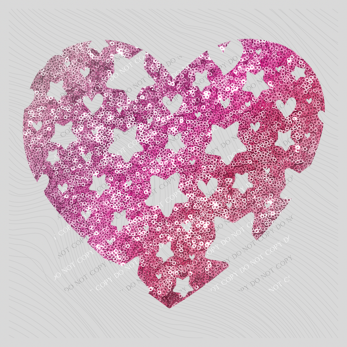 Heart with Star Cutouts Ombre Glitter Digital Design, PNG