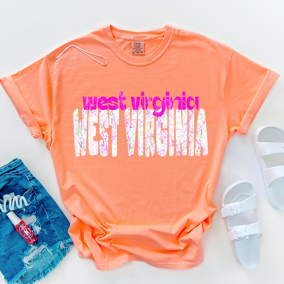 West Virginia Crackle in Neons & White Digital Design, PNG