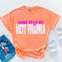 West Virginia Crackle in Neons & White Digital Design, PNG