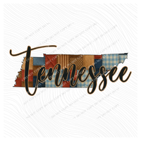 Teneessee Quilted Script State Digital Design, PNG