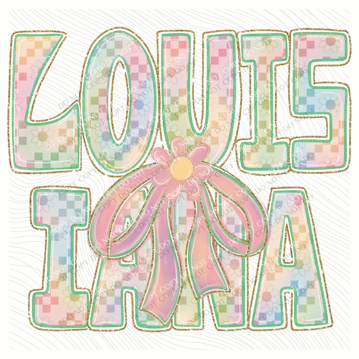 Louisiana Daisy Bows and Checkers Pastel Chalk Digital Design, PNG
