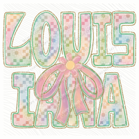 Louisiana Daisy Bows and Checkers Pastel Chalk Digital Design, PNG