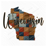 Wisconsin Quilted Script State Digital Design, PNG