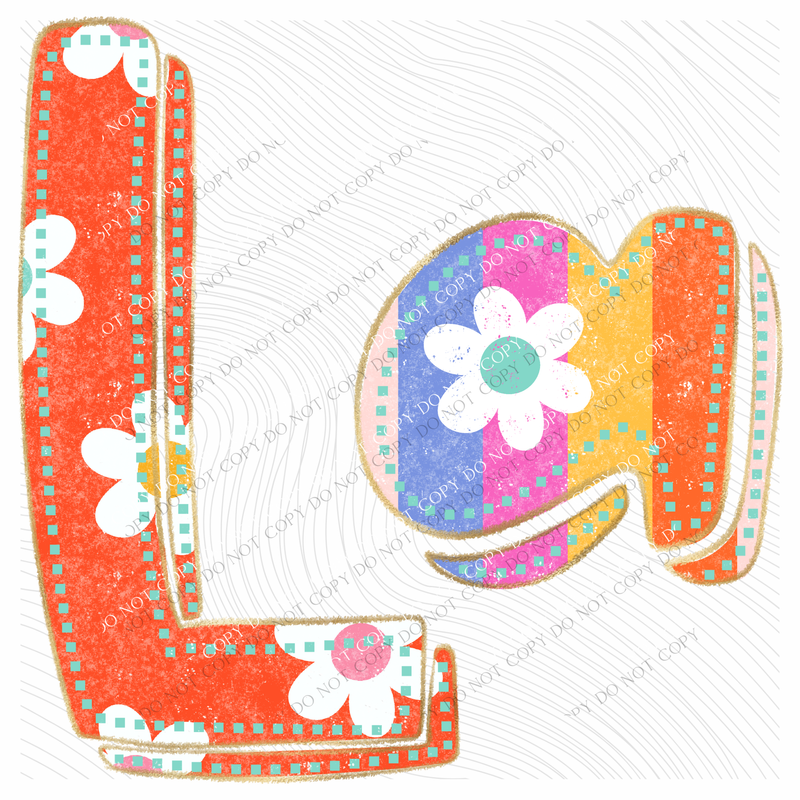 LA Louisiana Flower Power Distressed Doodle Digital Design, PNG