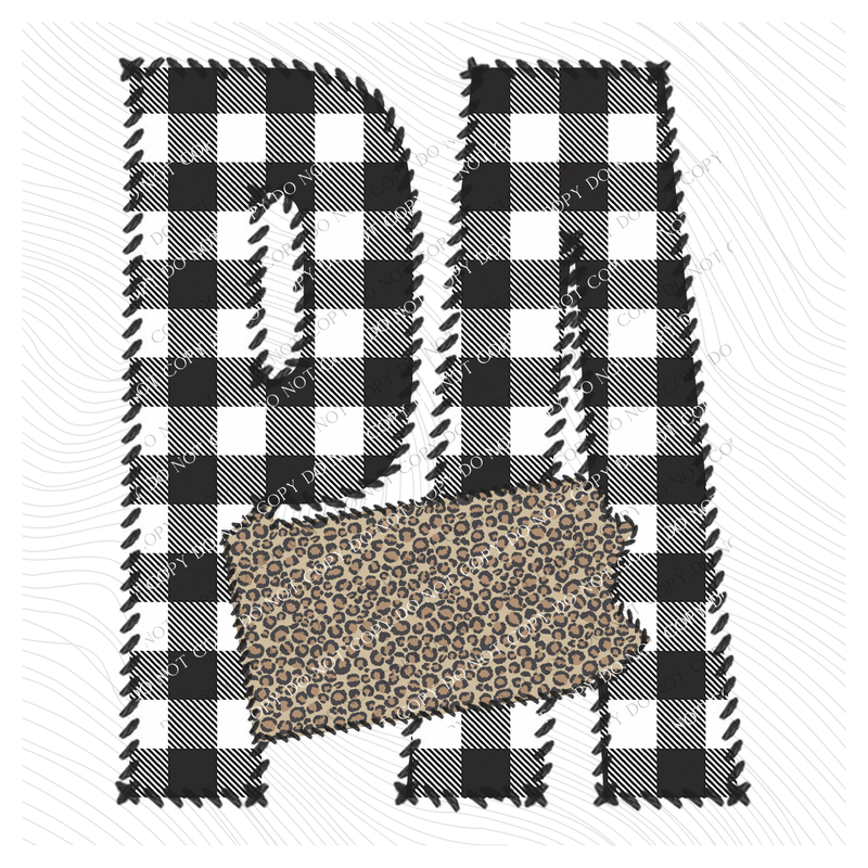 Pennsylvania PA Stitched Buffalo Plaid & Leopard State Patch Digital Design, PNG