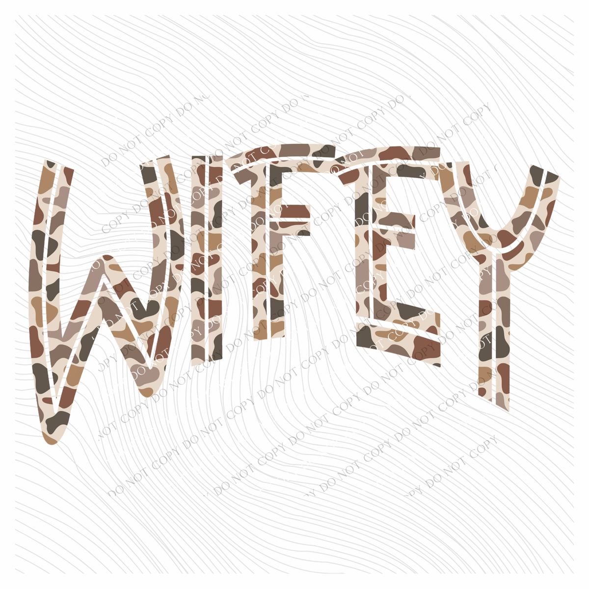 Wifey Camo Lines Curved Digital Design, PNG