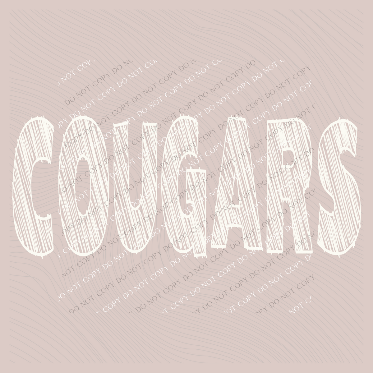 Cougars Scribble in Cream White Digital Design, PNG