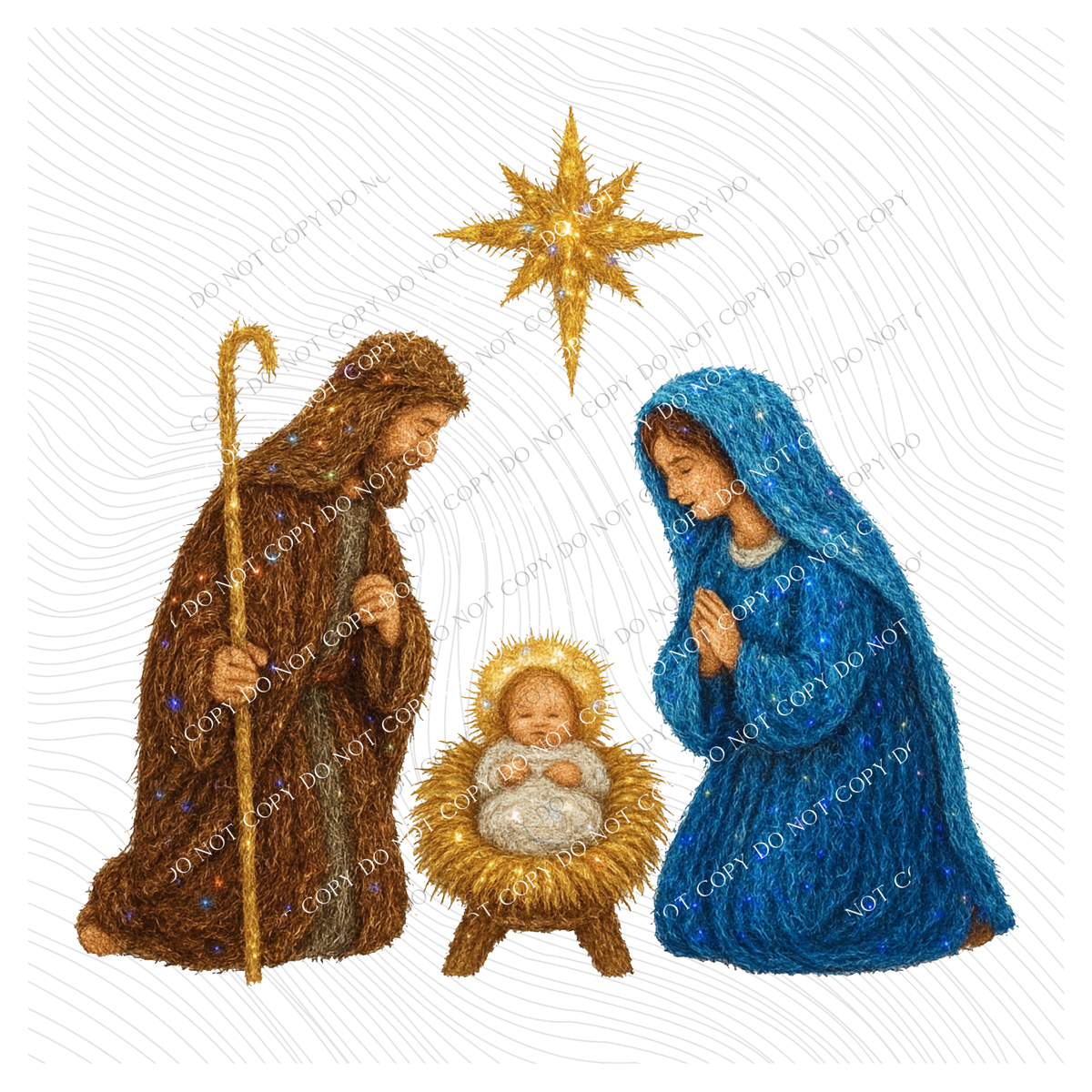 Nativity Scene Faux Tinsel Christmas Digital Download, PNG