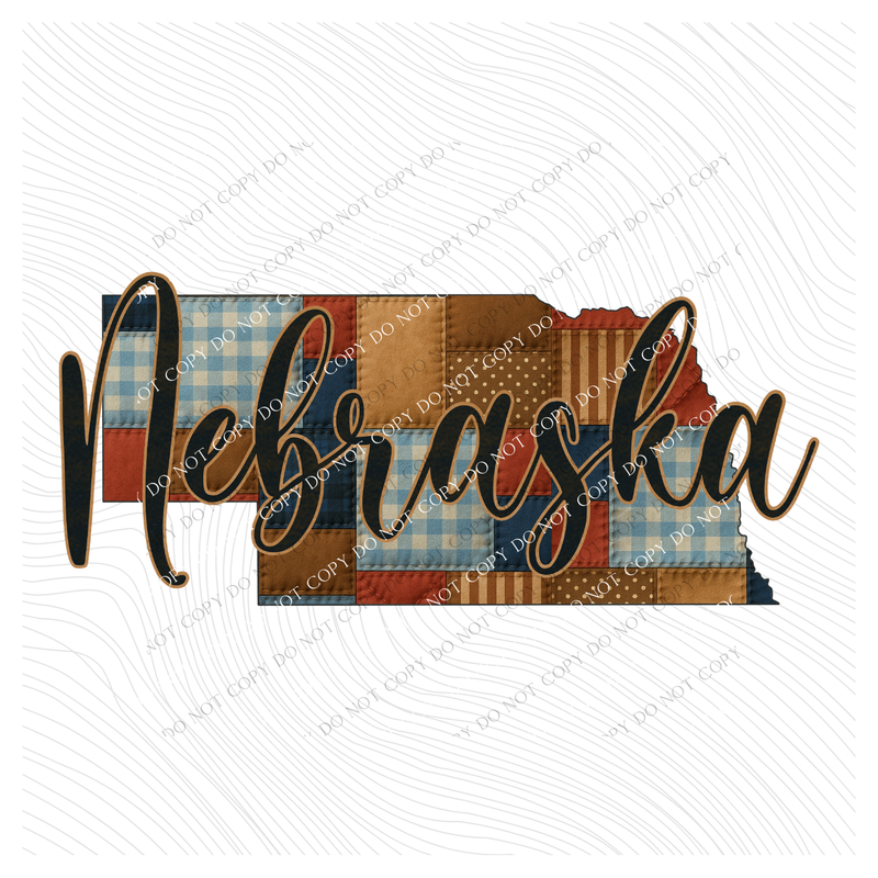 Nebraska Quilted Script State Digital Design, PNG