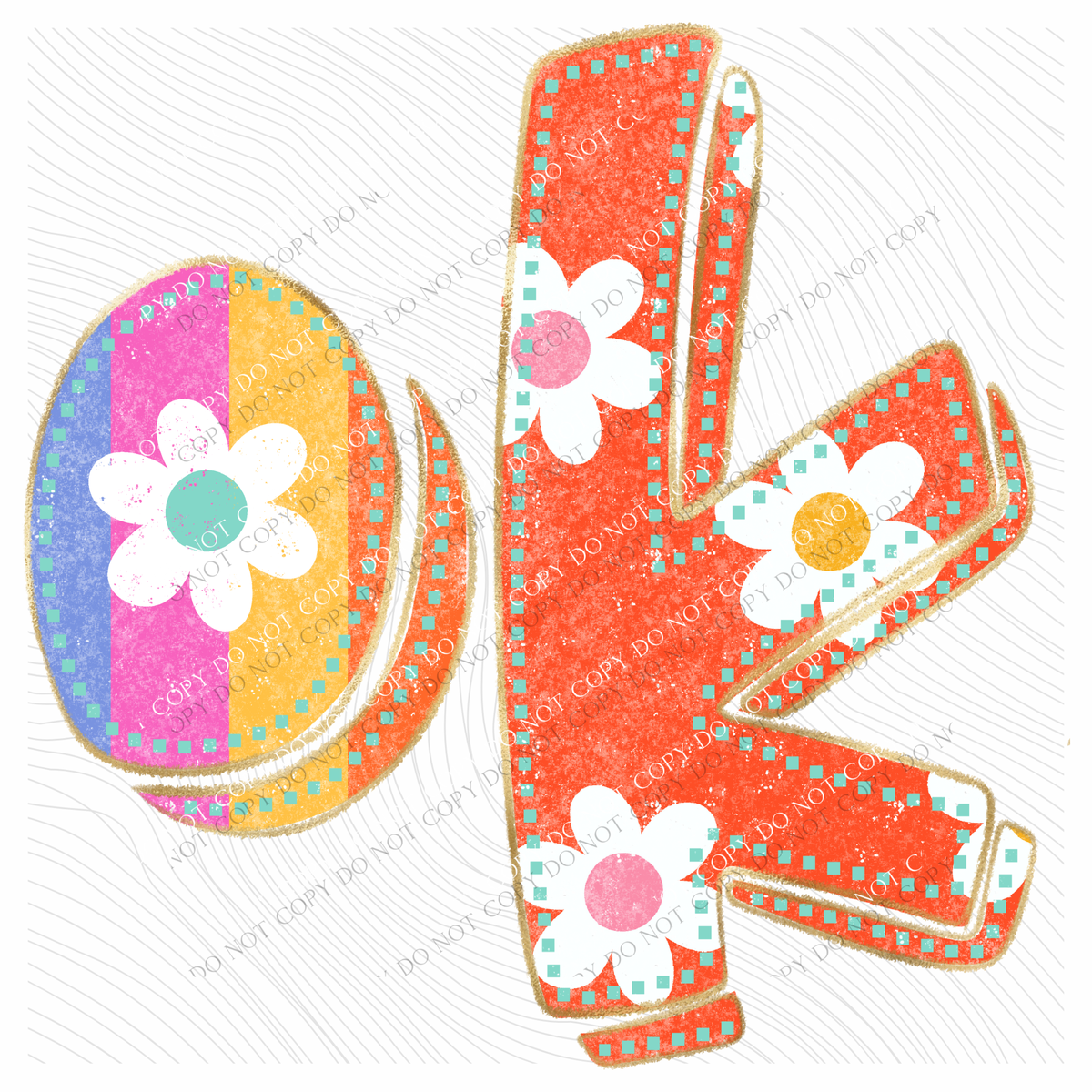 OK Oklahoma Flower Power Distressed Doodle Digital Design, PNG