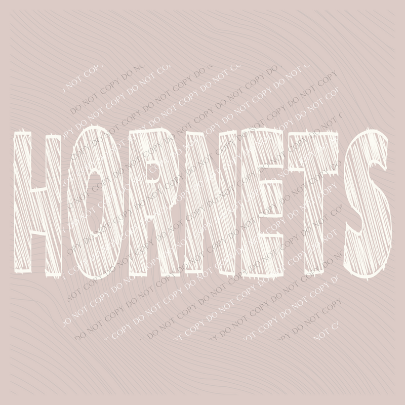 Hornets Scribble in Cream White Digital Design, PNG